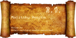 Malitsky Veszta névjegykártya